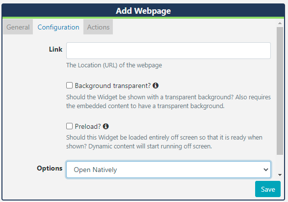 Webpage Configuration